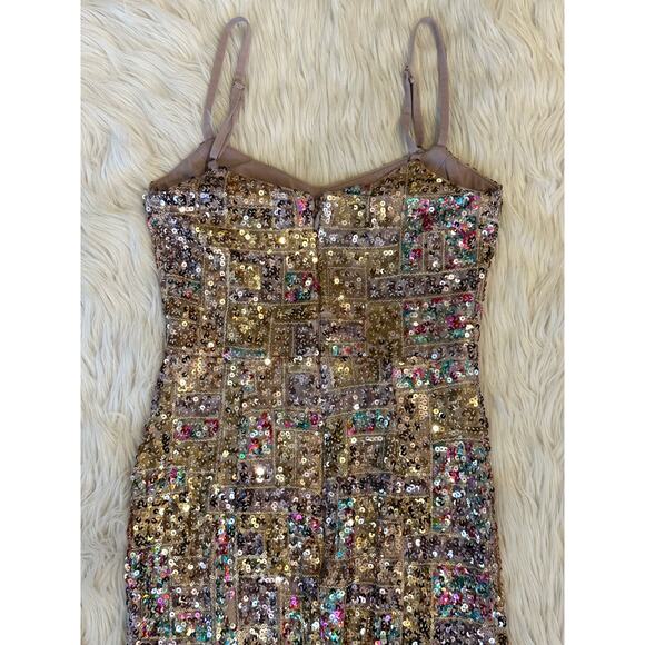 Dress The Population Tori Sequin Mermaid Gown Sweetheart Slit Formal Maxi Dress - Picture 12 of 16